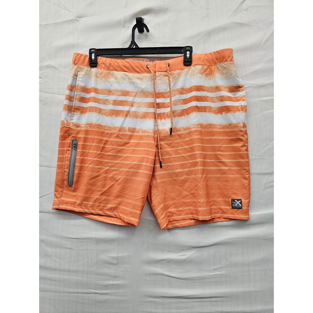 ZeroXposur Mens Swim Trunks Orange White Striped XXL C88041S SSET DAZE NWT
